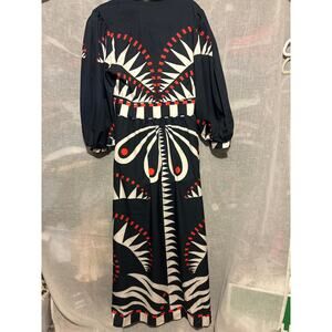 Unique Couture Dress amazing Pattern Boho size m/l womens Red black white